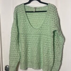 Beautiful pistachio green Free People Crochet Sweater